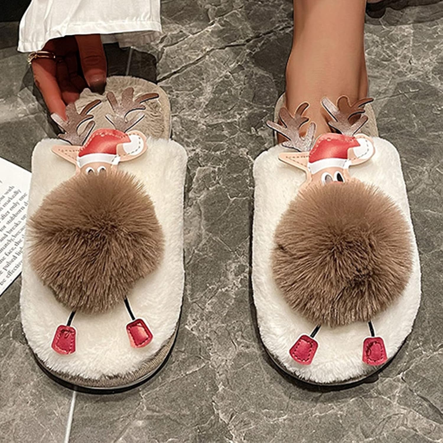 Slippers for Women Indoor,Womens Memory Foam Fur Fluffy Slippers Fuzzy Slippers Slide House Outdoor Slippers Shoes
