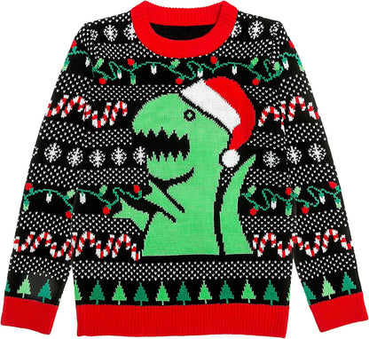 Trex Ugly Christmas Sweater Dinosaur Dino Gift for Boys Girls 2Yr - 12Yr