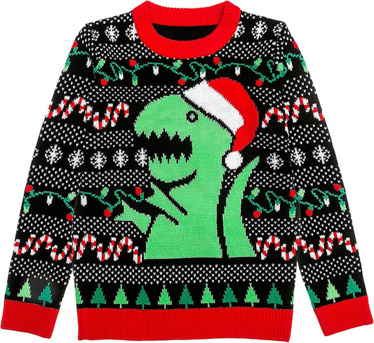 Trex Ugly Christmas Sweater Dinosaur Dino Gift for Boys Girls 2Yr - 12Yr
